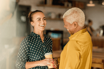 illustration of two people talking at work