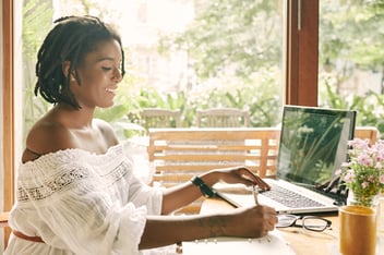 Woman working in home office