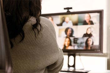 Woman in virtual meeting