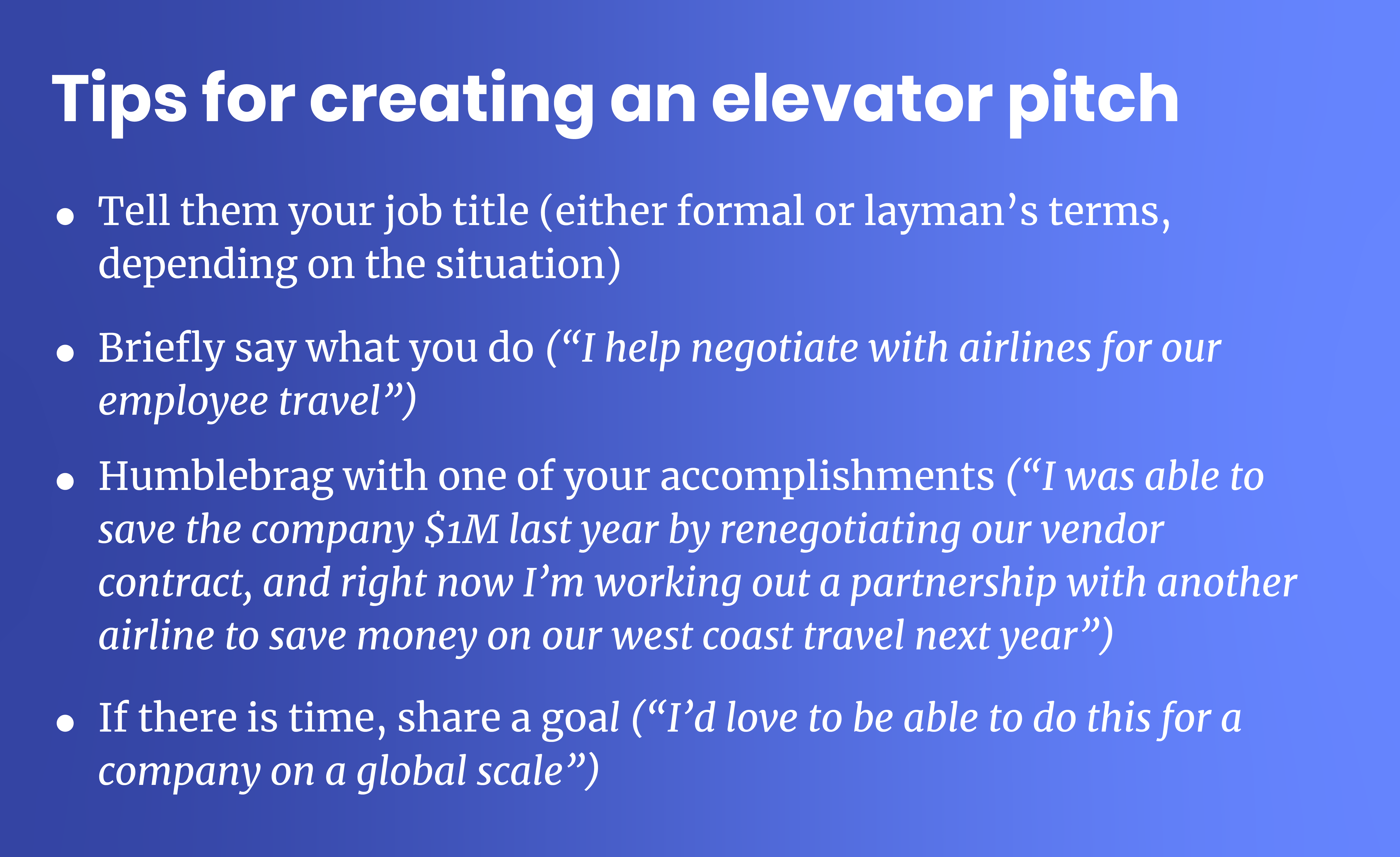 tips to creating an elevator pitch