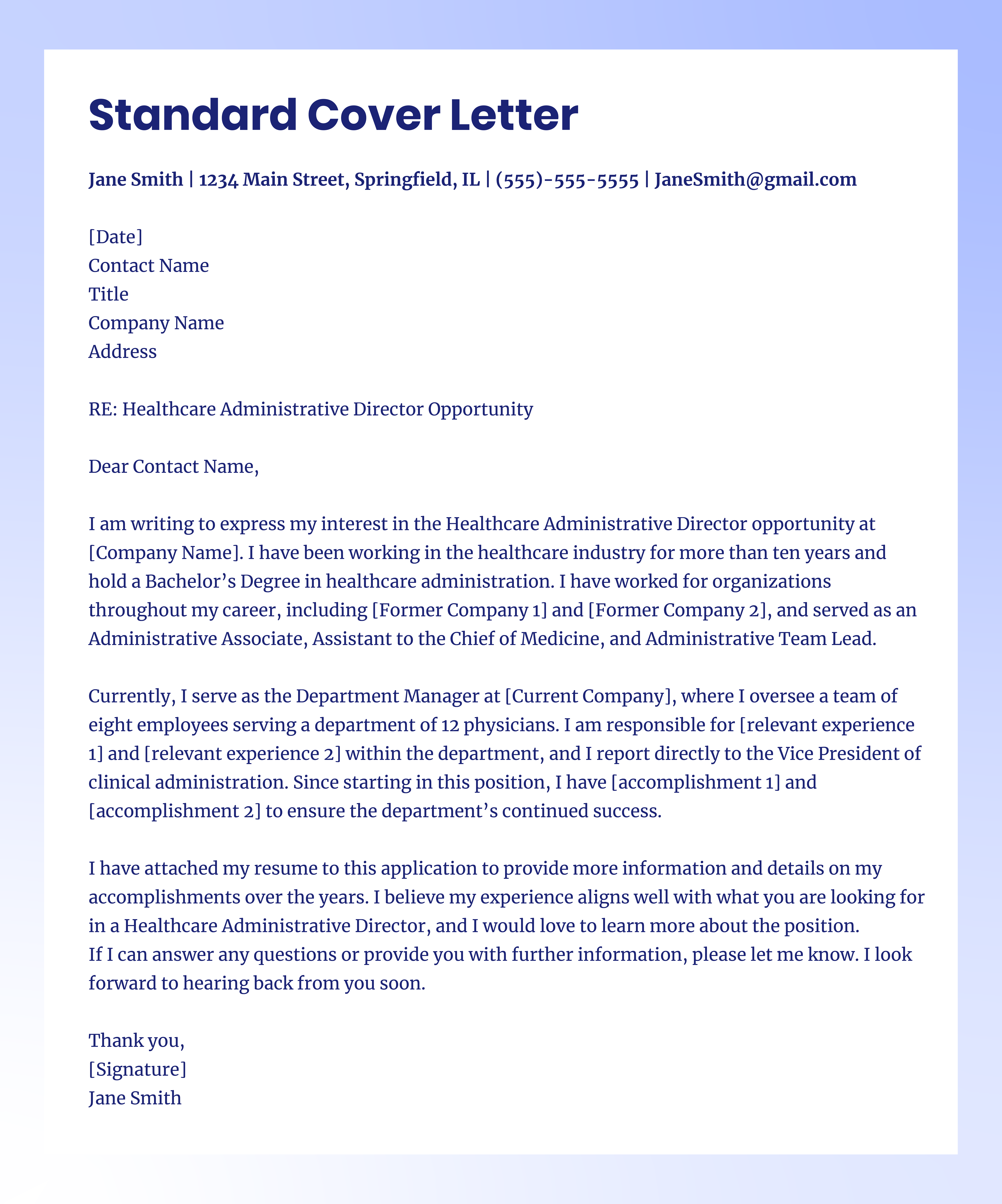 standard cover letter 