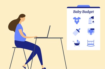 pregnant woman at a computer