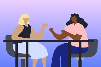 two women talking