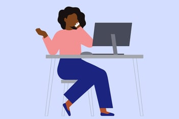 Woman in phone interview