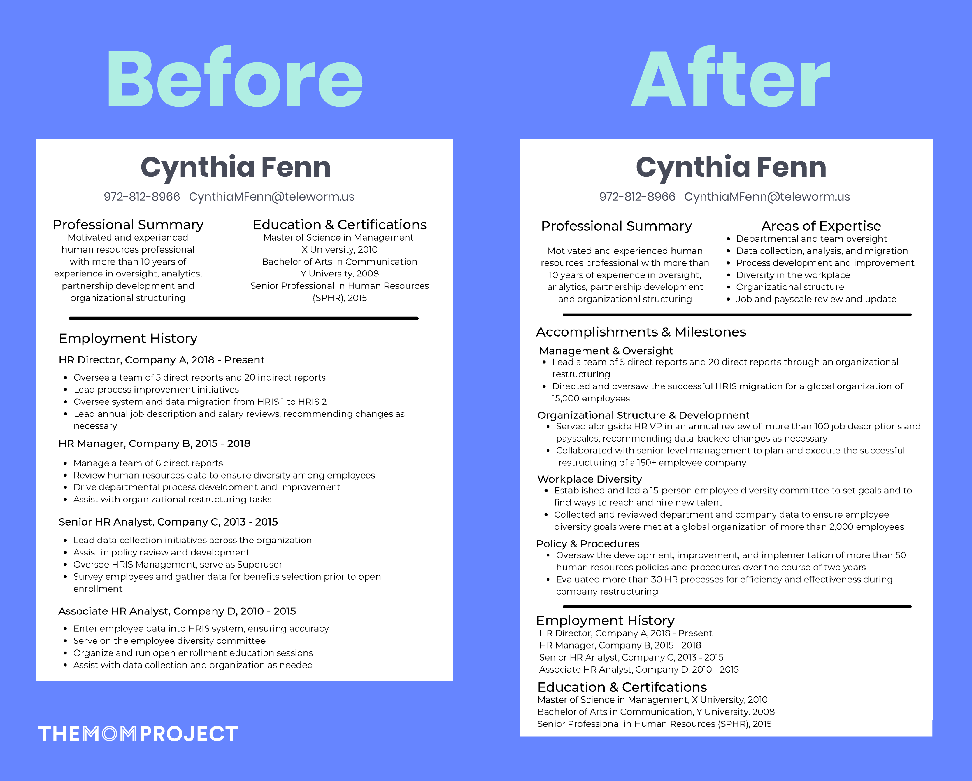 Rethinking Your Resume to Highlight - Rethinking%20Resume Before%20and%20After