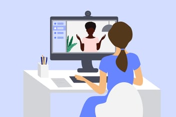 Woman in video interview