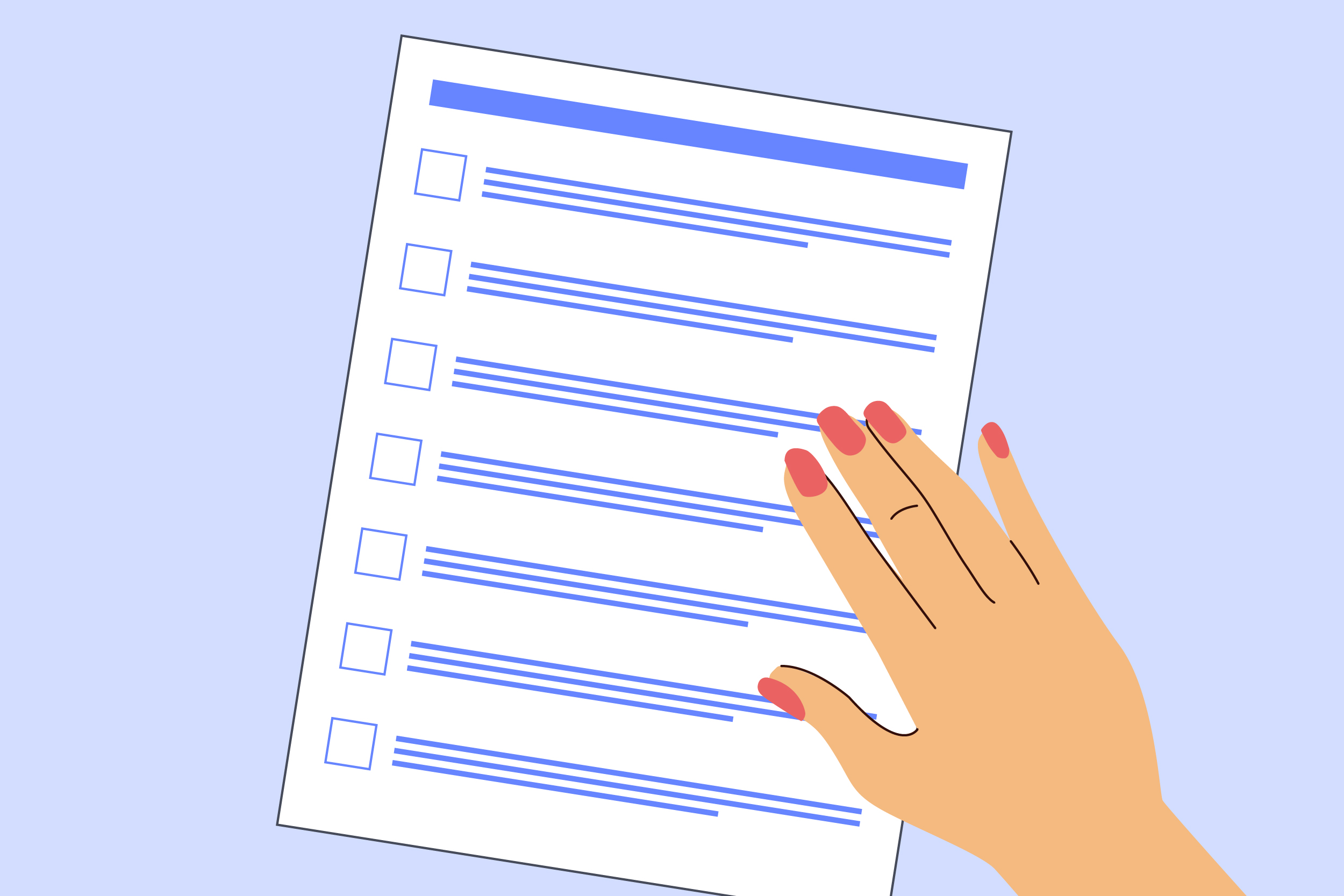 illustration of a woman's hand on a checklist