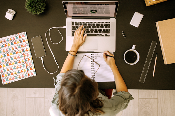 Woman at desktop